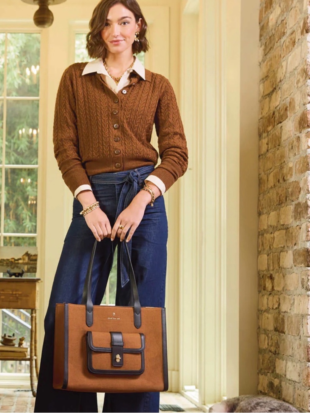 Sable Tally Tote| Spartina 449| Toffee/Black